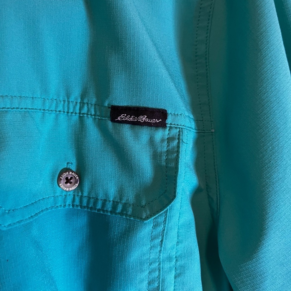 🏕️ Eddie Bauer Men’s Performance Short Sleeve Shirt – Turquoise – Size L - Picture 3 of 8